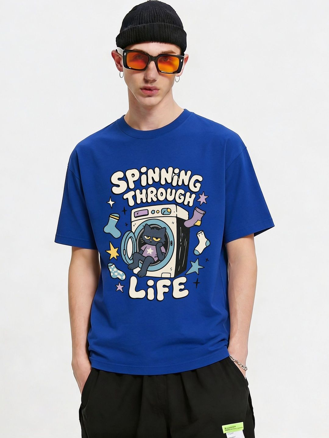 FARDA Unisex Printed Drop-Shoulder Sleeves T-shirt