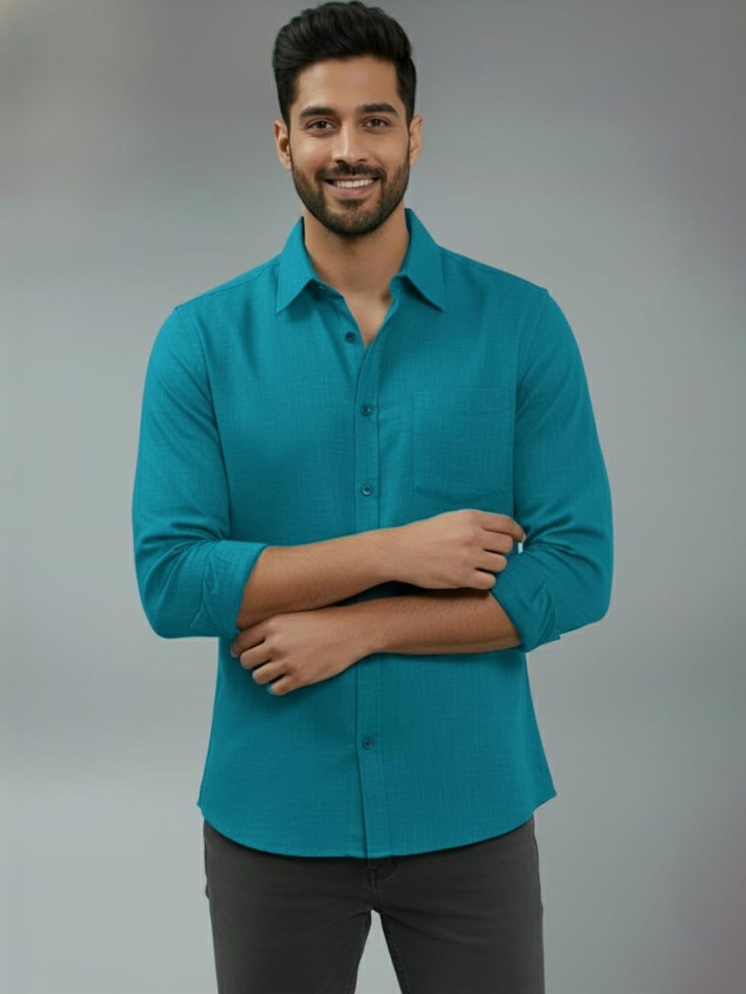 Indirae Men Smart Slim Fit Casual Shirt