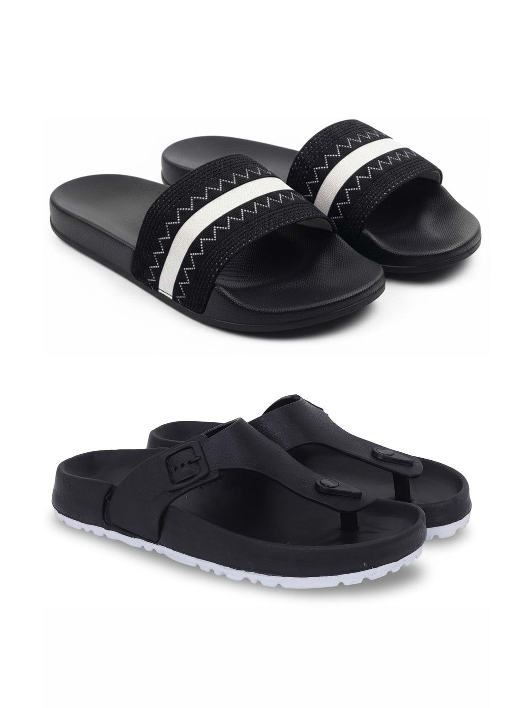 KAPYANSH Men Striped Sliders
