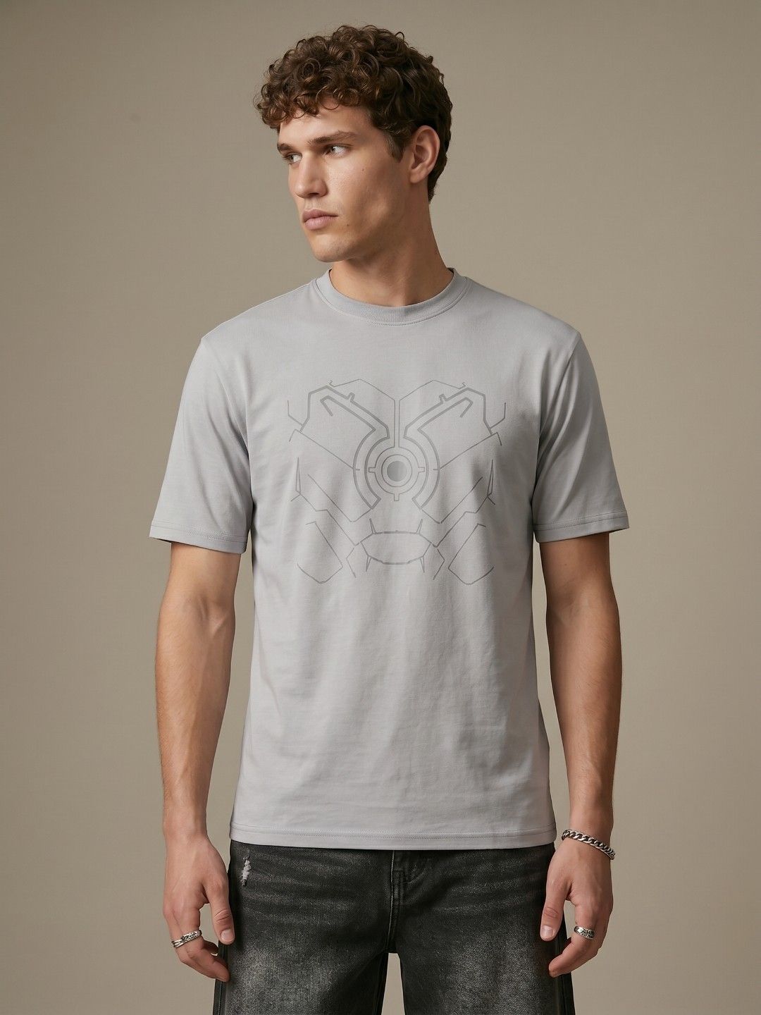 glitchez Graphic Printed Relaxed Fit T-shirt
