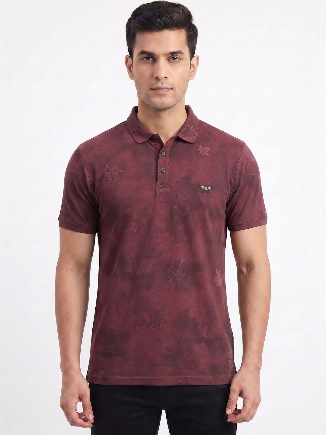 Plugin Men Printed Polo Collar T-shirt