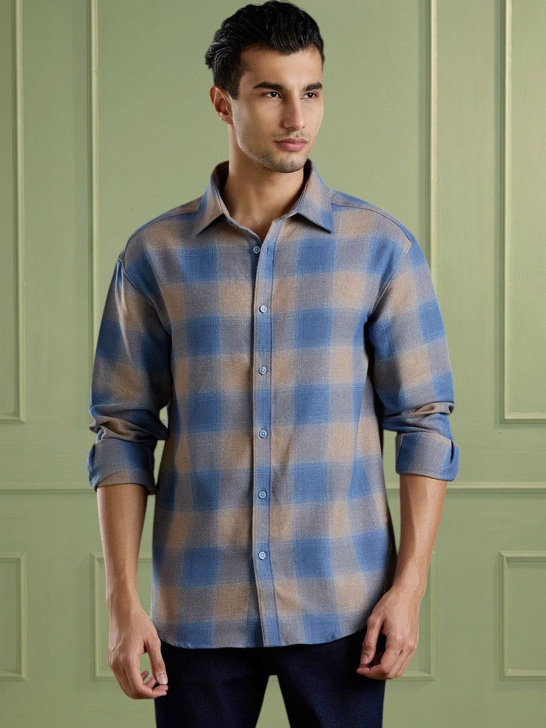 Mast & Harbour Mens Checks Relaxed Fit Casual Shirt