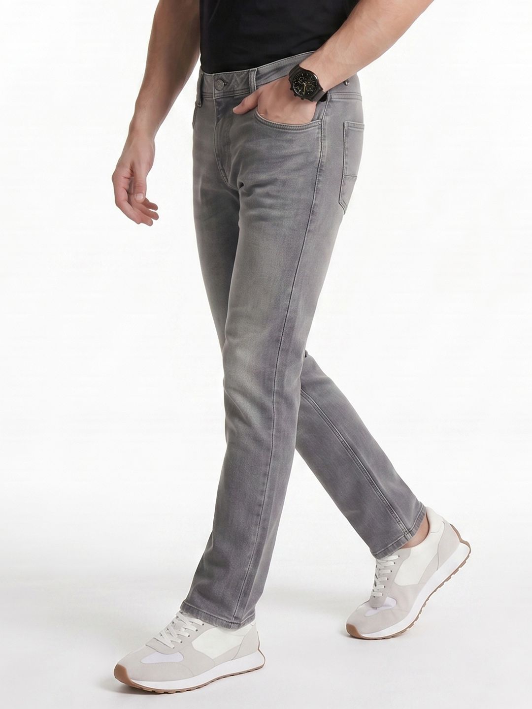 Integriti Men Smart Skinny Fit Mid-Rise Heavy Fade Stretchable Jeans