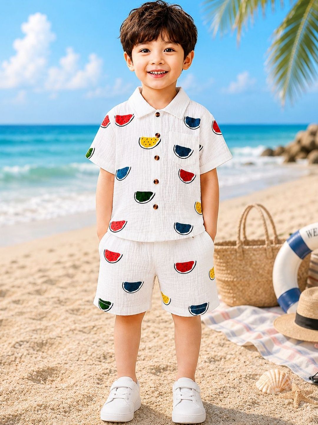 INDIASHAAT Tropical Printed Shirt with Shorts