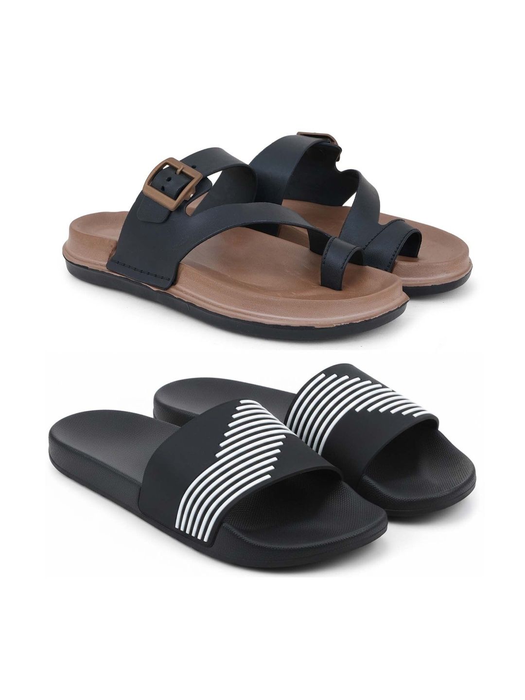 KAPYANSH Men Striped Sliders