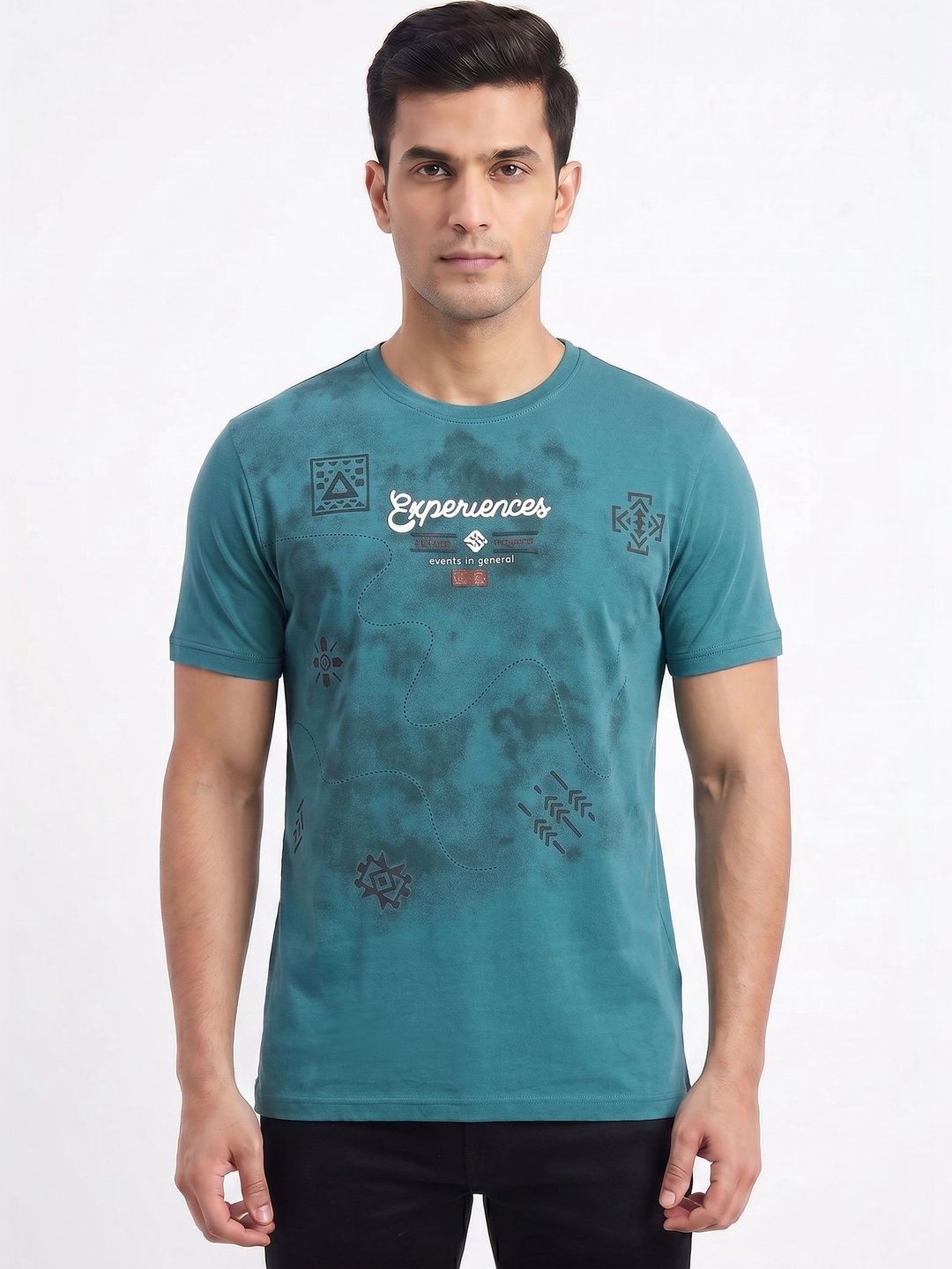 Plugin Teal Graphic Round Neck T-shirt