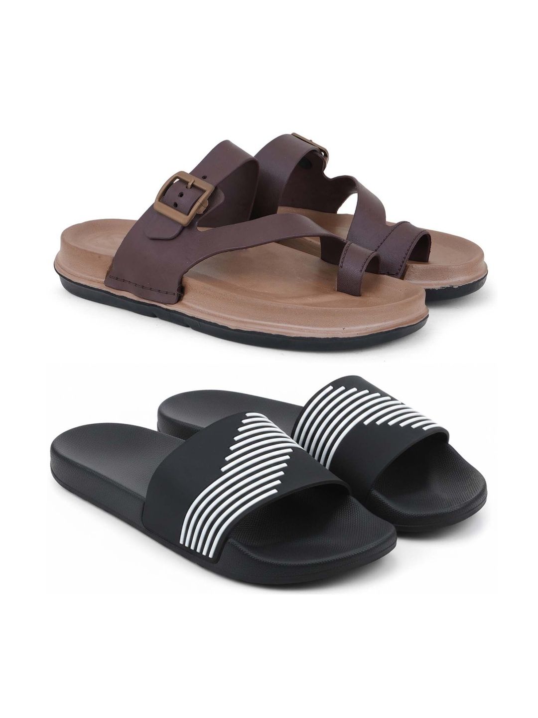 KAPYANSH Men Striped Thong Flip-Flops
