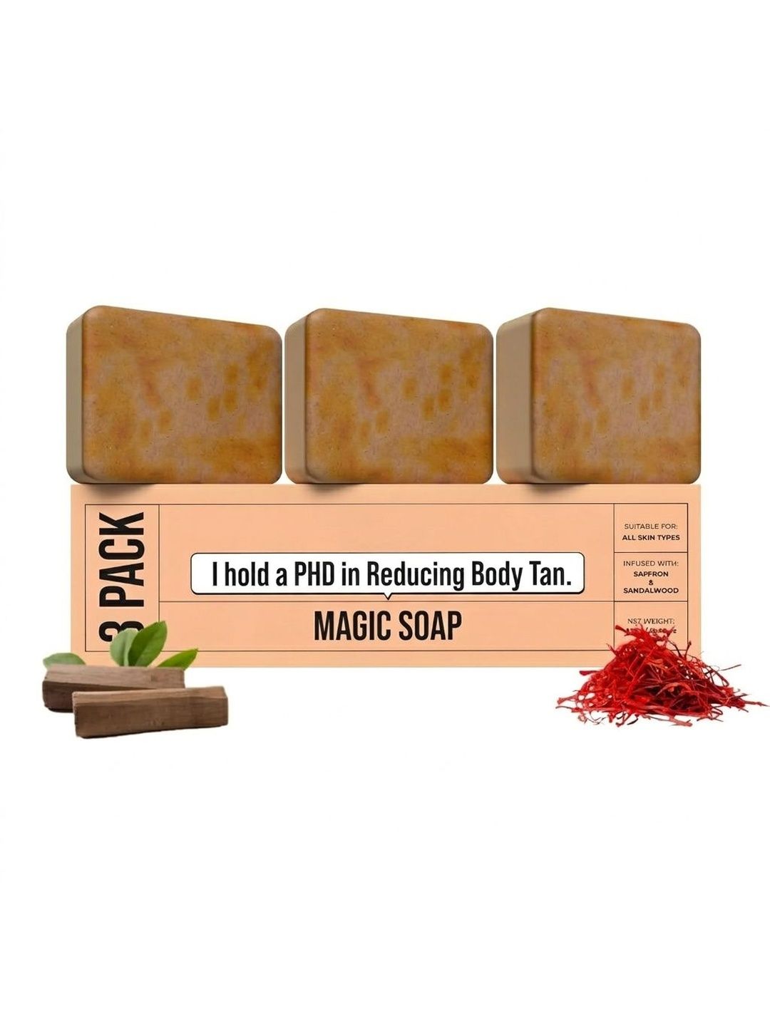 PRIORA Set Of 3 Sandalwood & Saffron Bath Soap - 100 g Each