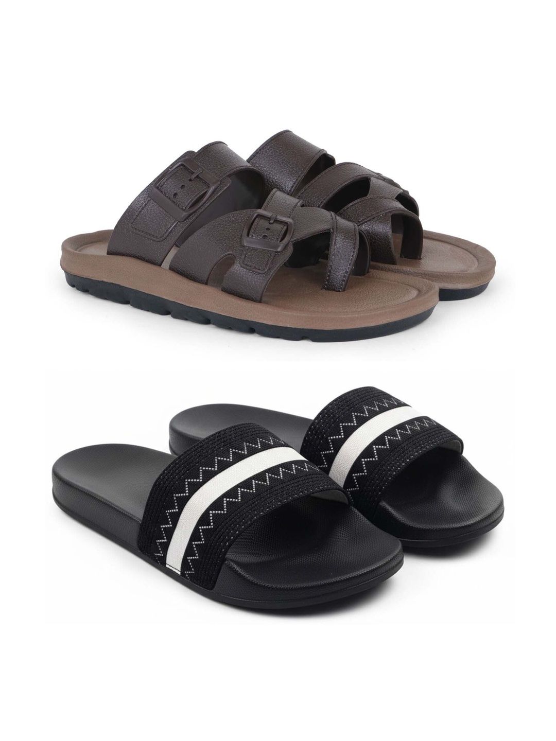 KAPYANSH Men Striped Sliders