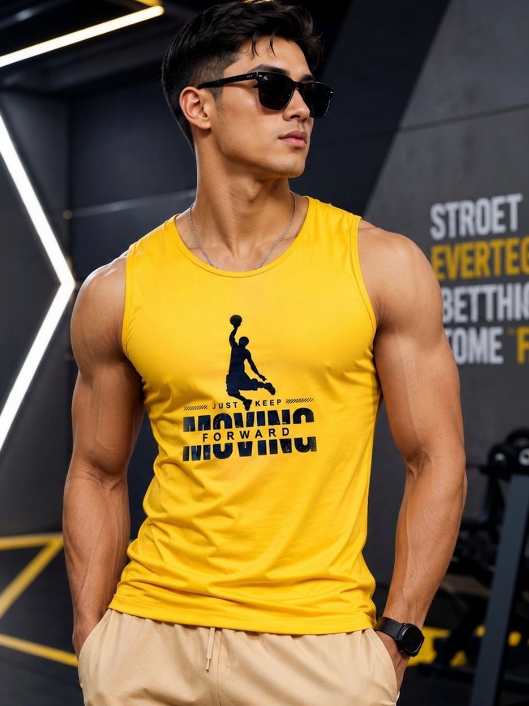 Looks United Printed Gym Vest
