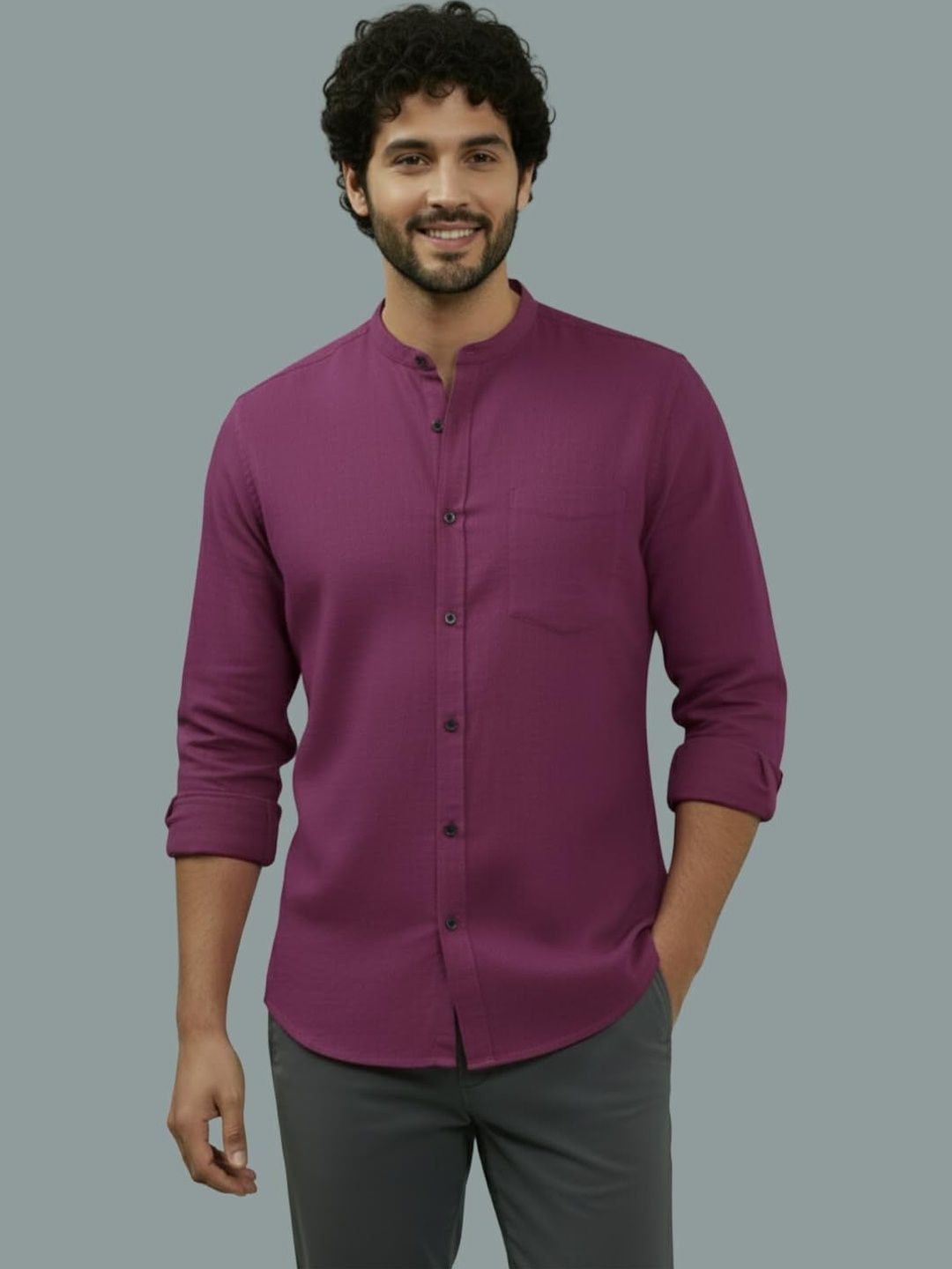 Indirae Men Smart Slim Fit Casual Shirt