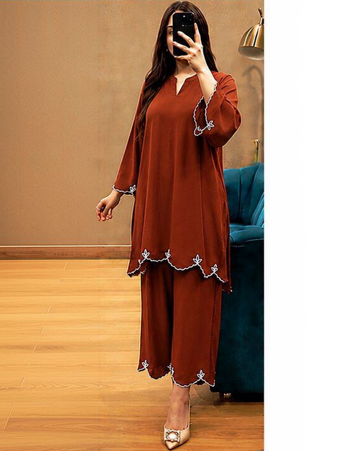 kipek Embroidered Tunic with Palazzos