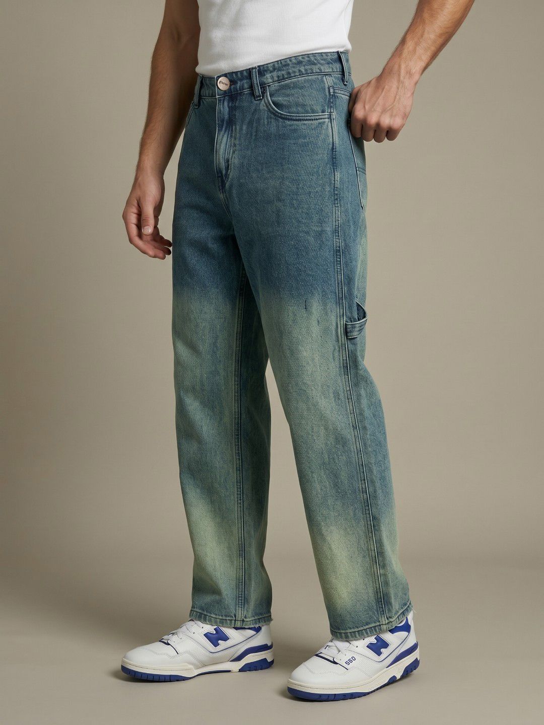 glitchez Men Baggy Fit Pure Cotton Jeans