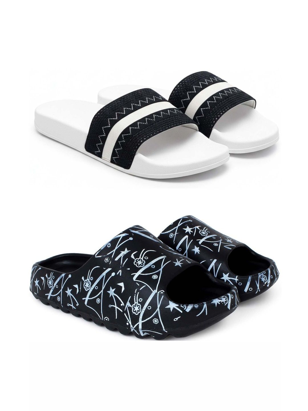 KAPYANSH Men Set Of 2 Printed Sliders