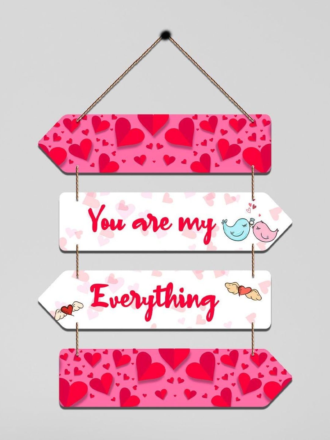 DECOR SMART DECOR SMART Pink & White Wooden Lightweight Wall Hangings