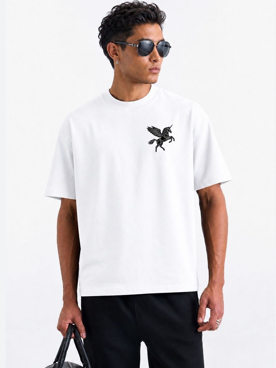 BRAHMOR Men Drop-Shoulder Sleeves T-shirt