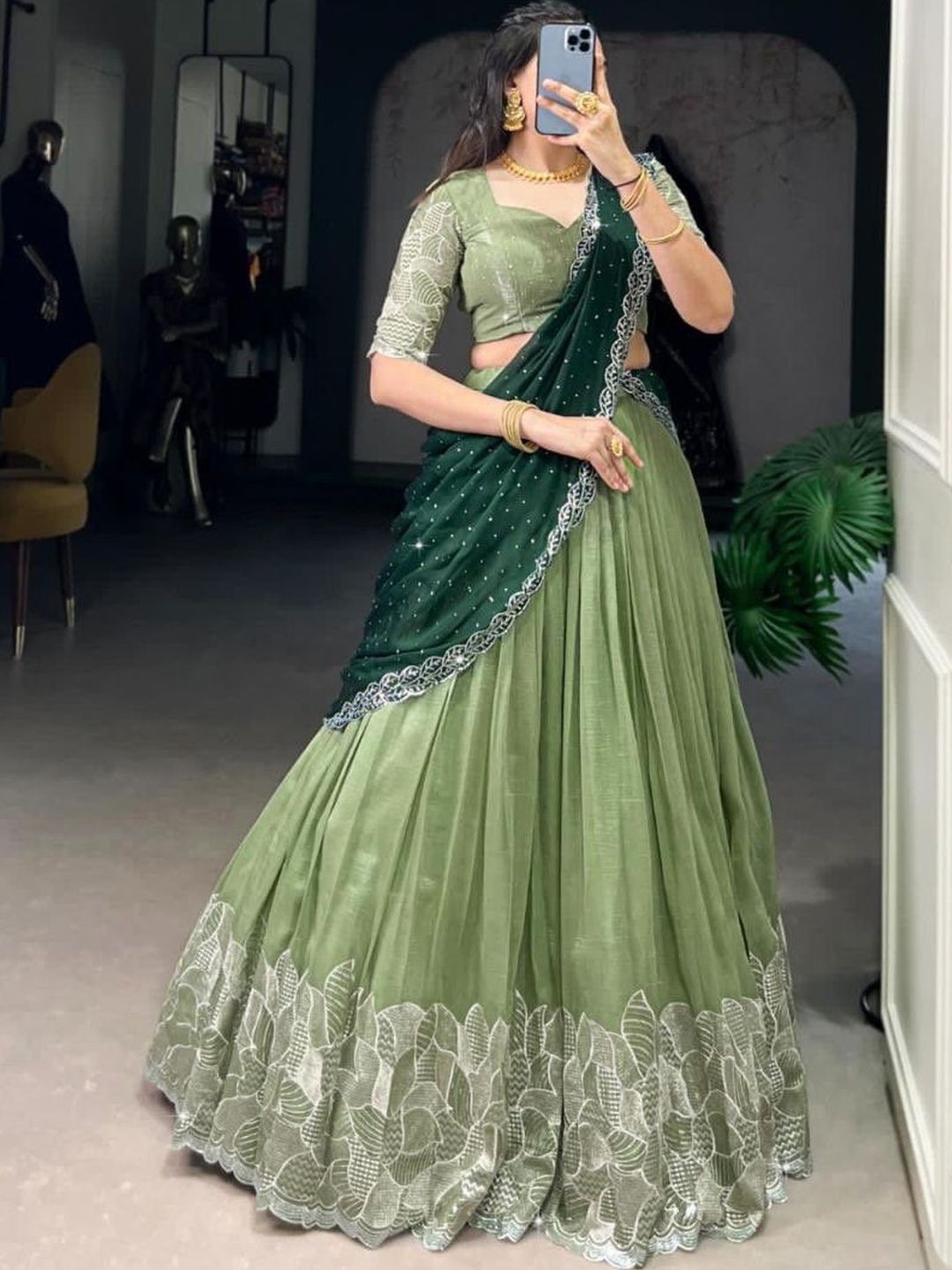 all about you Embroidered Ready to Wear Lehenga & Blouse With Dupatta
