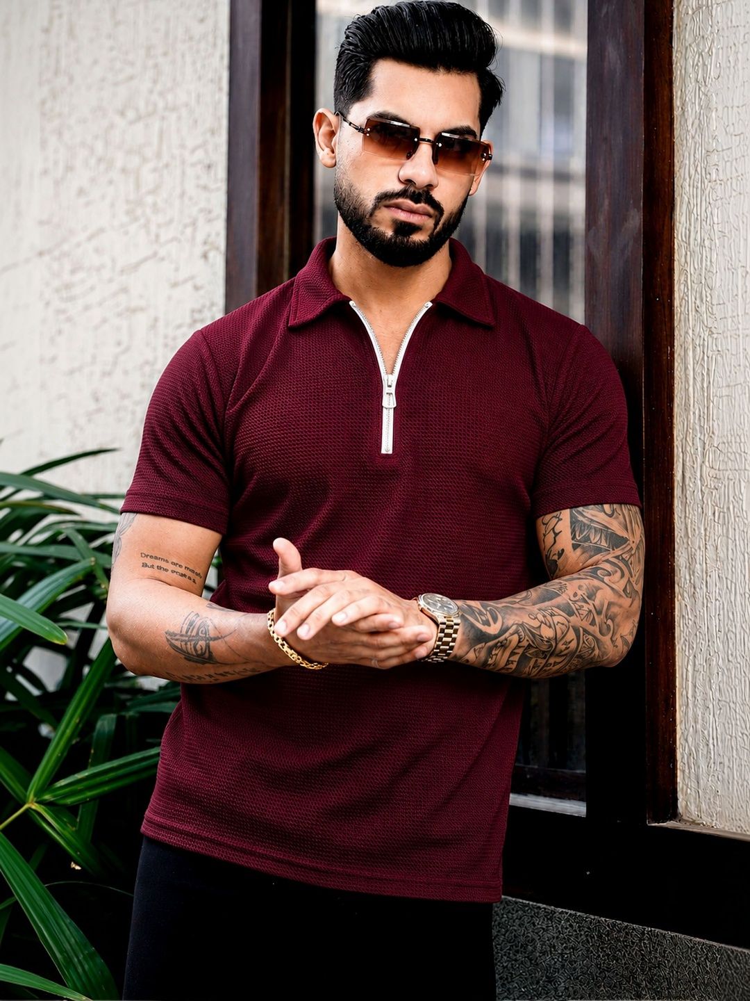 R.Code by The Roadster Life Co. Men High Neck T-shirt