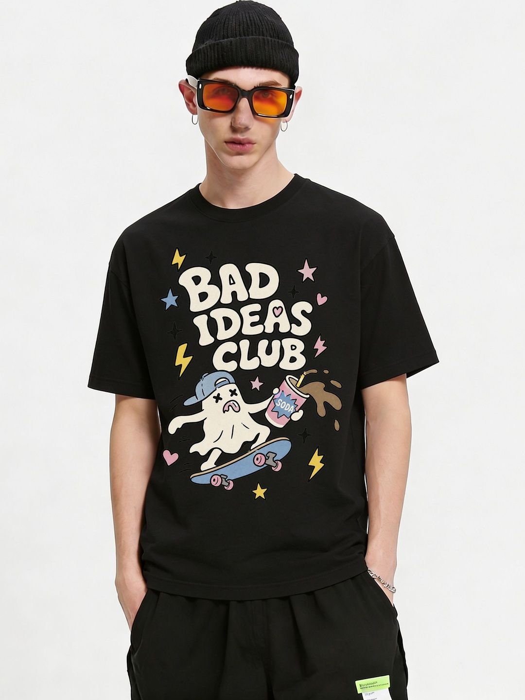 FARDA Unisex Printed Drop-Shoulder Sleeves T-shirt