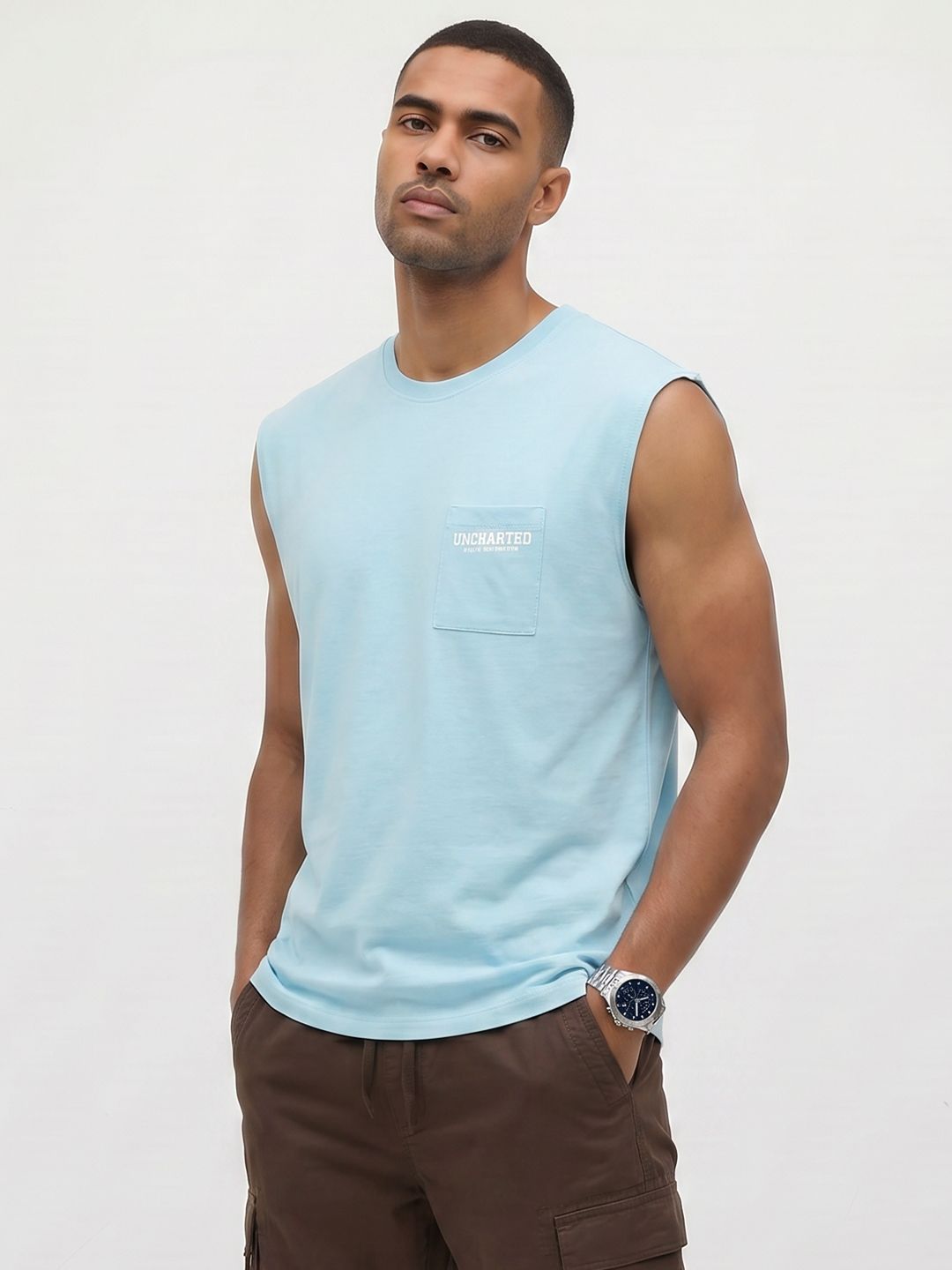 The Roadster Life Co. Sleeveless Printed T-shirt