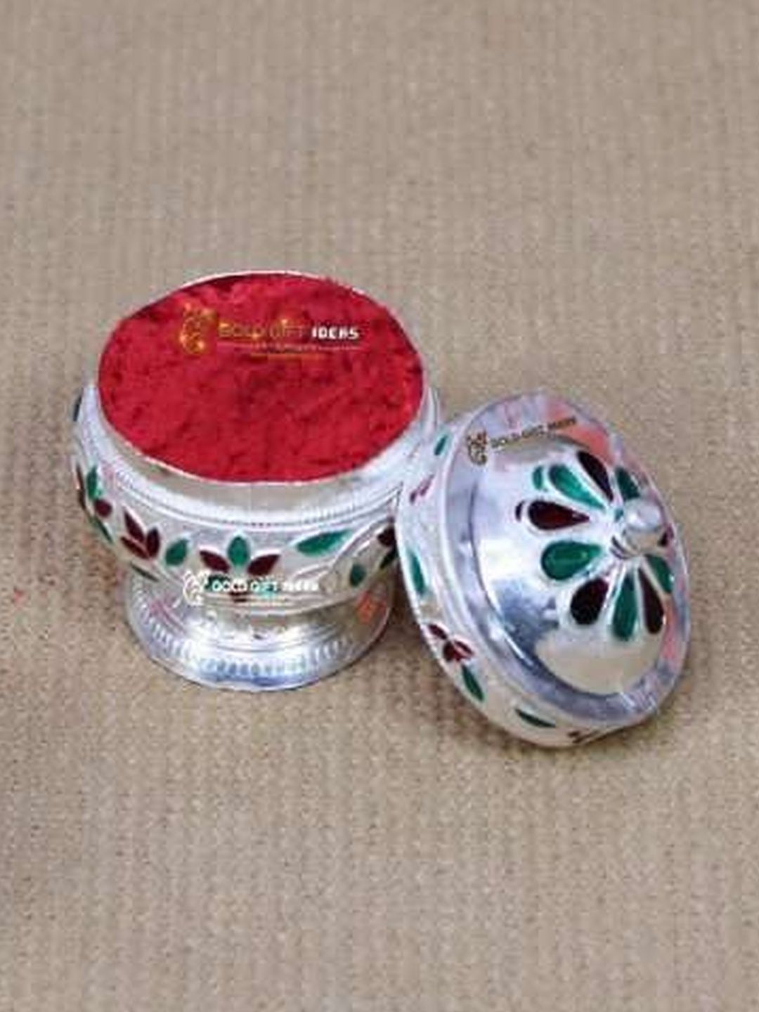 GoldGiftIdeas Silver-Plated Haldi Kumkum Box