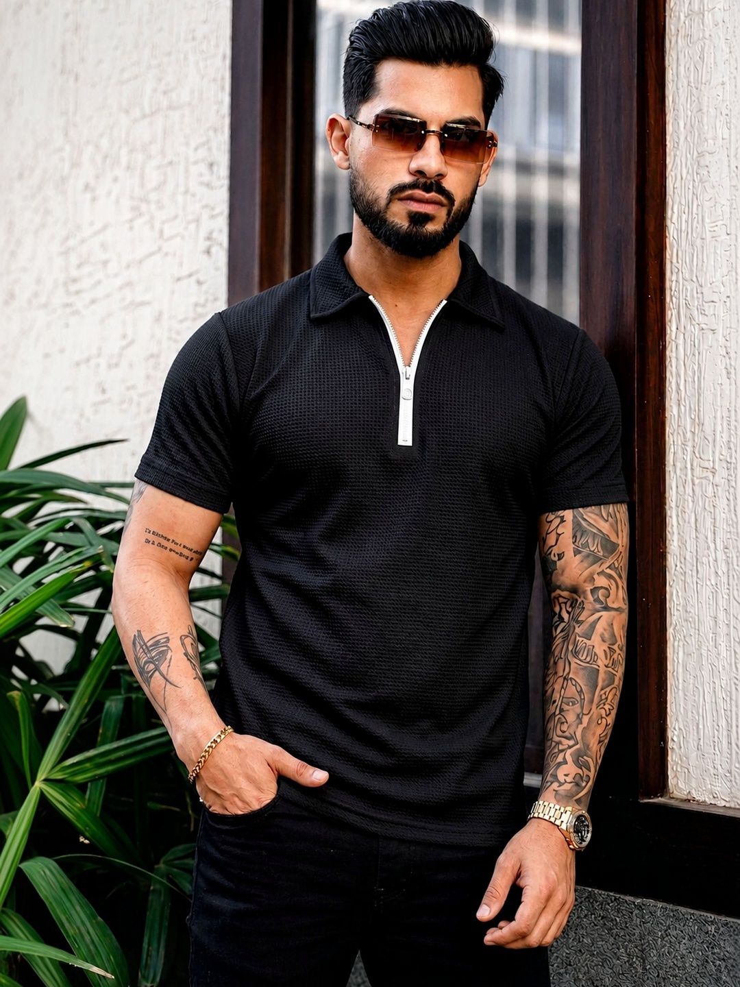 R.Code by The Roadster Life Co. Men High Neck T-shirt