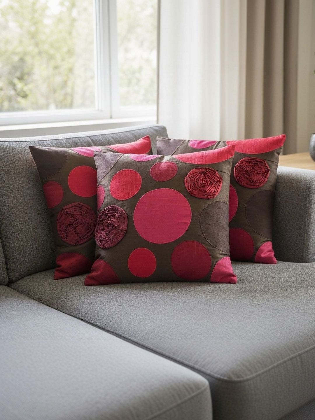 Themes Furnishings & Decor Themes Furnishings & Decor Brown Set of 2 Geometric Square Cushion Covers