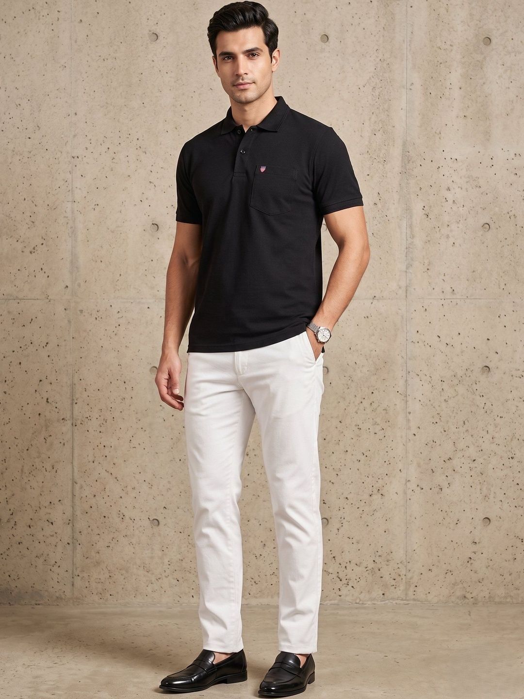 Mast & Harbour Men Polo Collar T-shirt