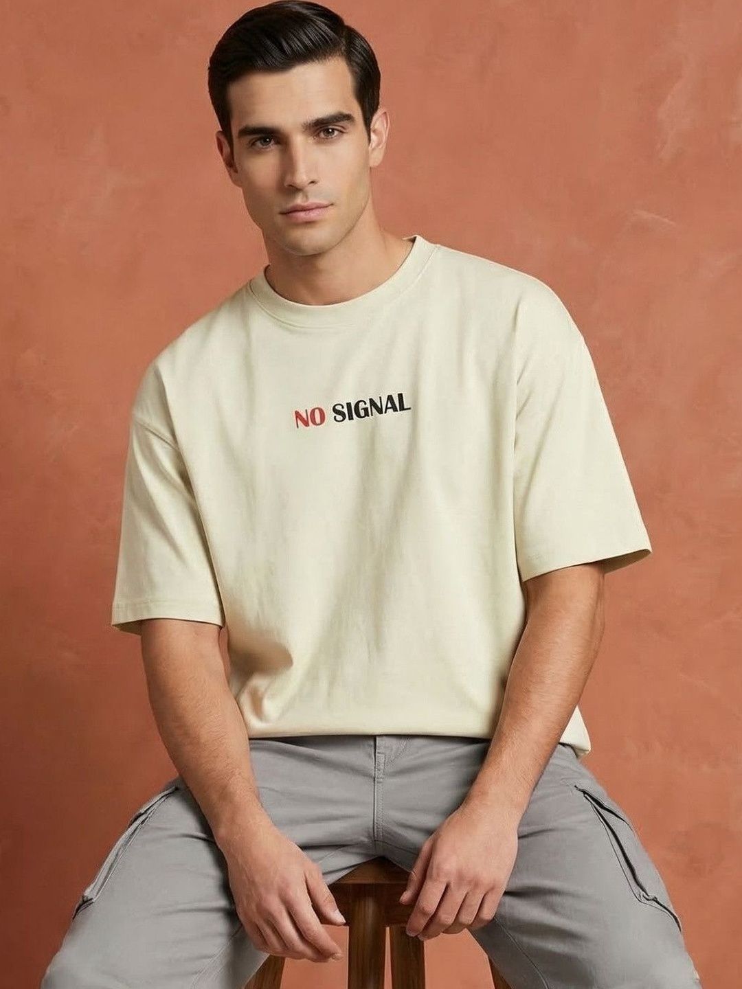 NOBERO NOBERO Men Printed Drop-Shoulder Sleeves T-shirt