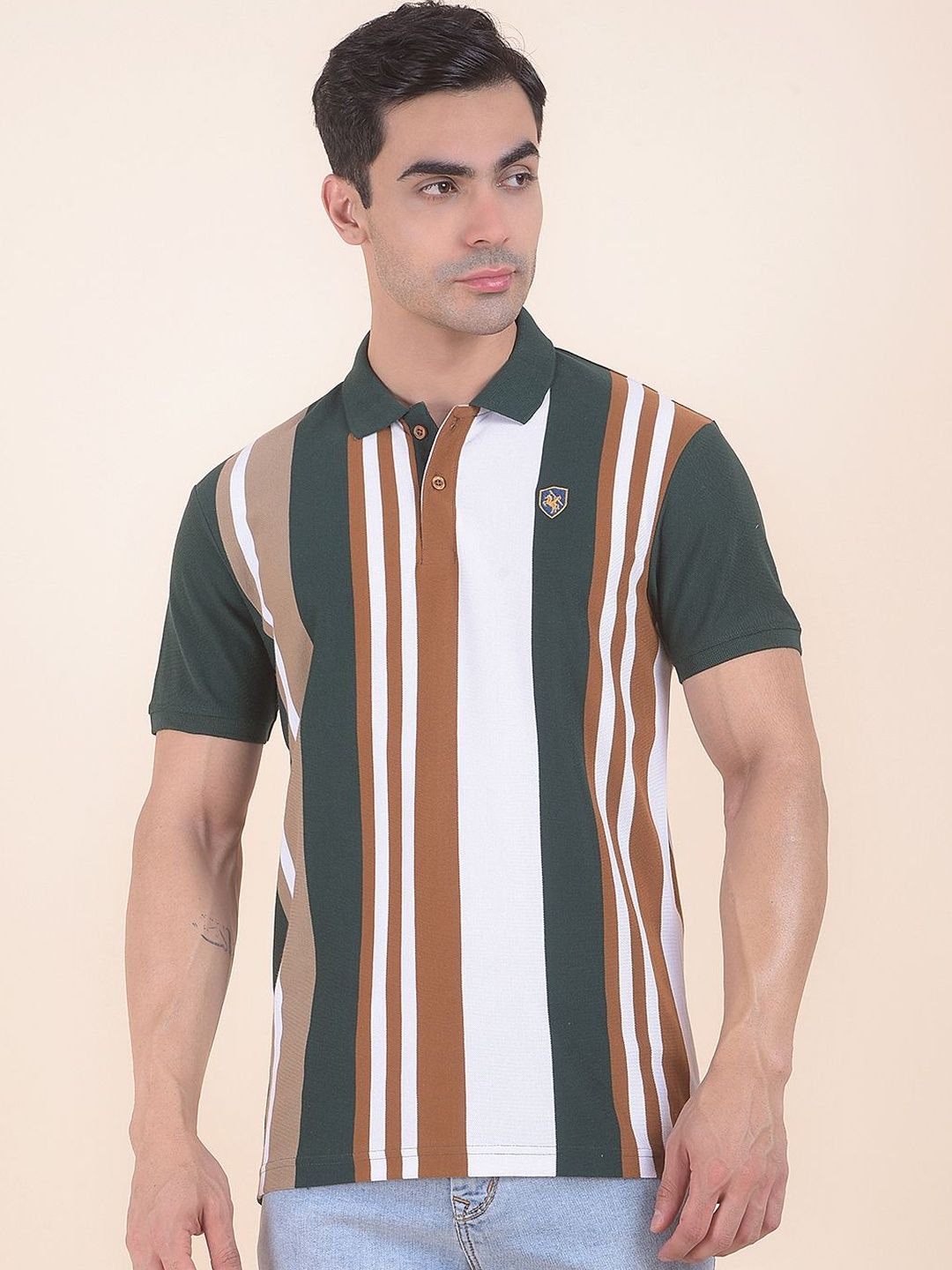 Cantabil Men Striped Polo Collar T-shirt