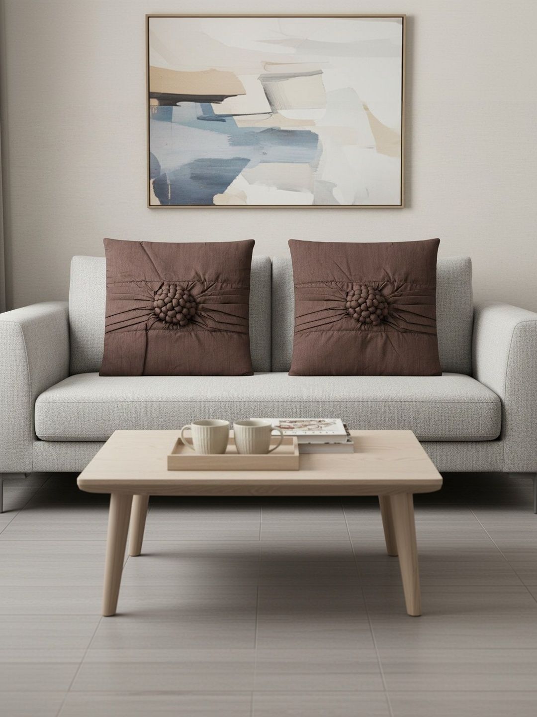 Themes Furnishings & Decor Themes Furnishings & Decor Brown Set of 2 Square Cushion Covers