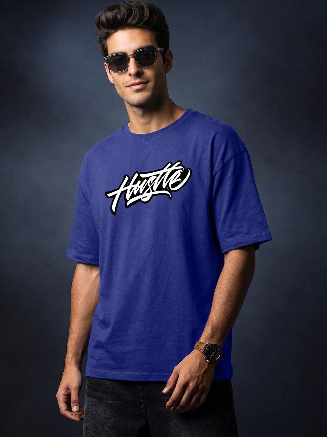 VEIRDO Men Printed Pure Cotton Raw Edge T-shirt