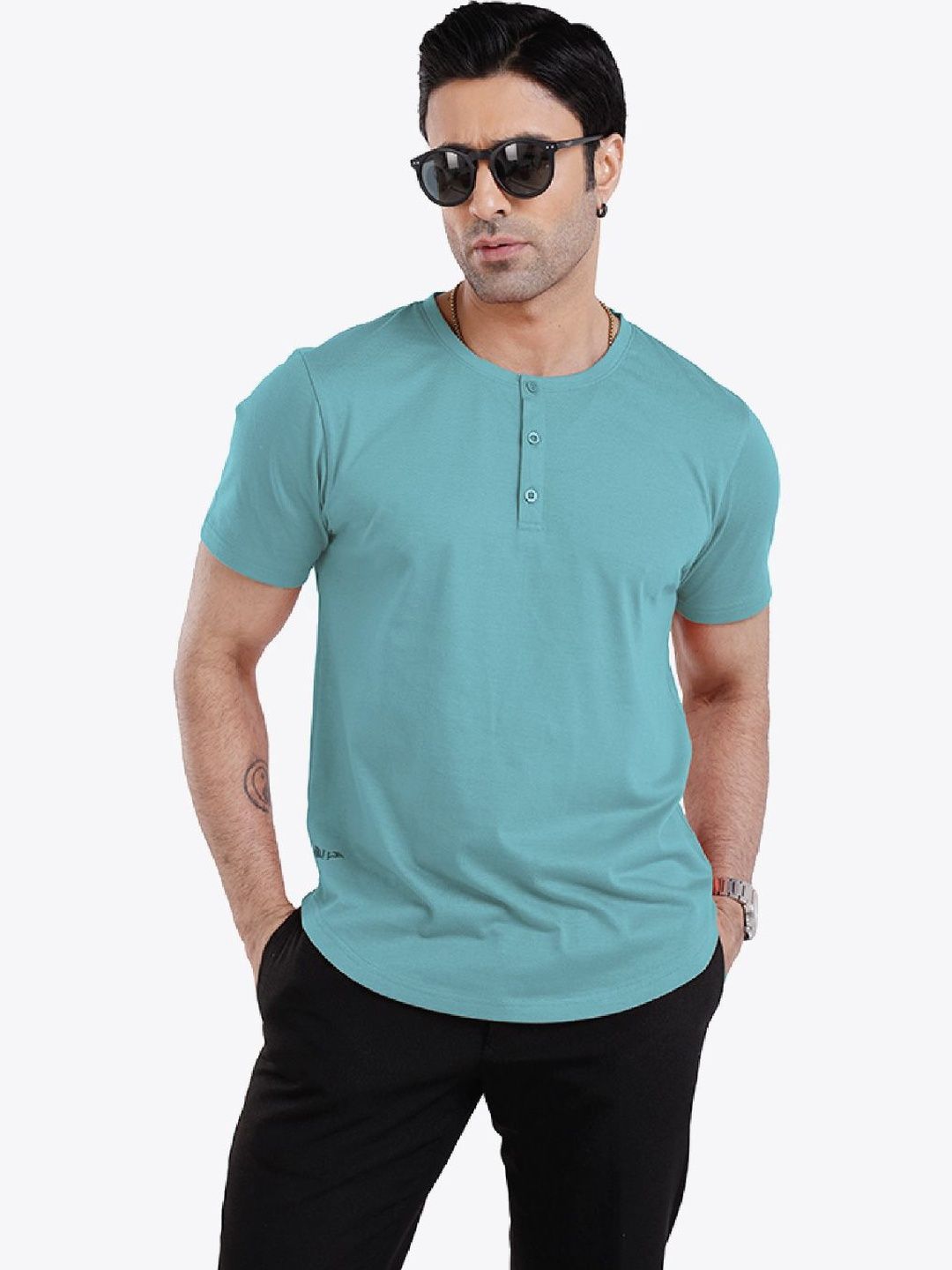 WEWEAR Men Henley Neck T-shirt
