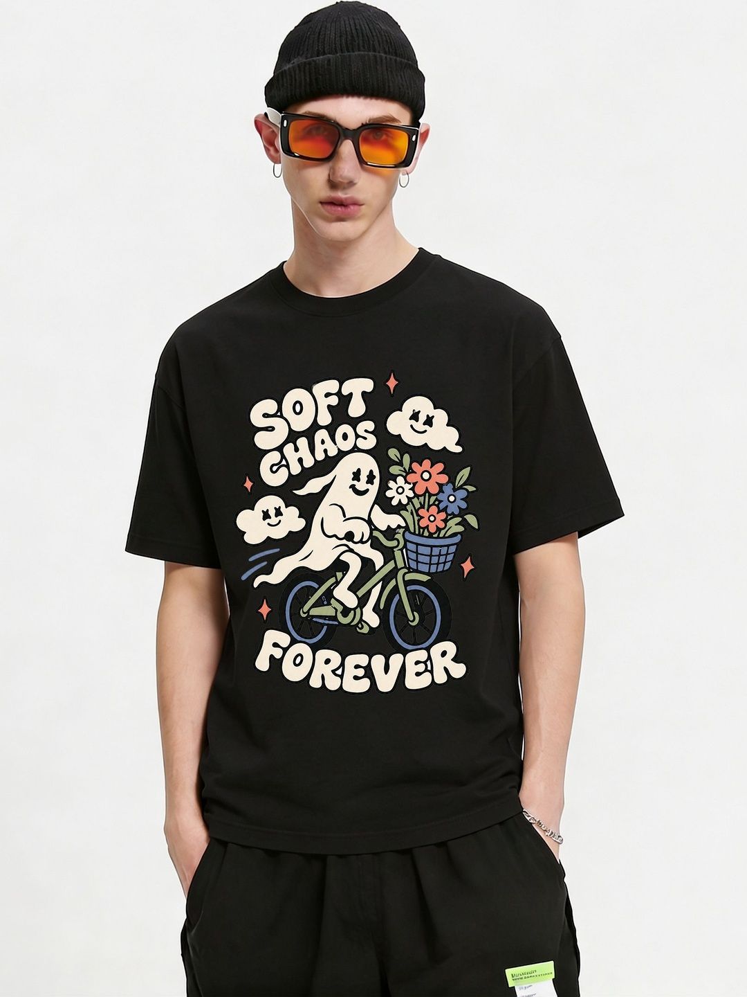 FARDA Unisex Printed Drop-Shoulder Sleeves T-shirt