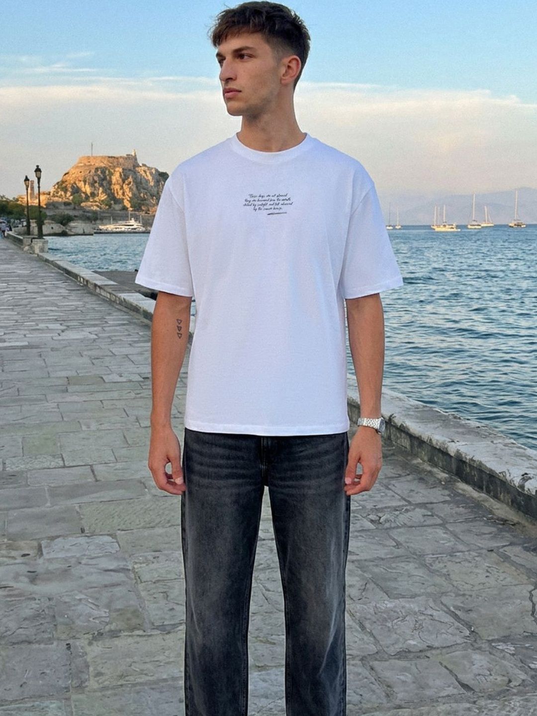 Dennis Lingo Men Printed Drop-Shoulder Sleeves T-shirt