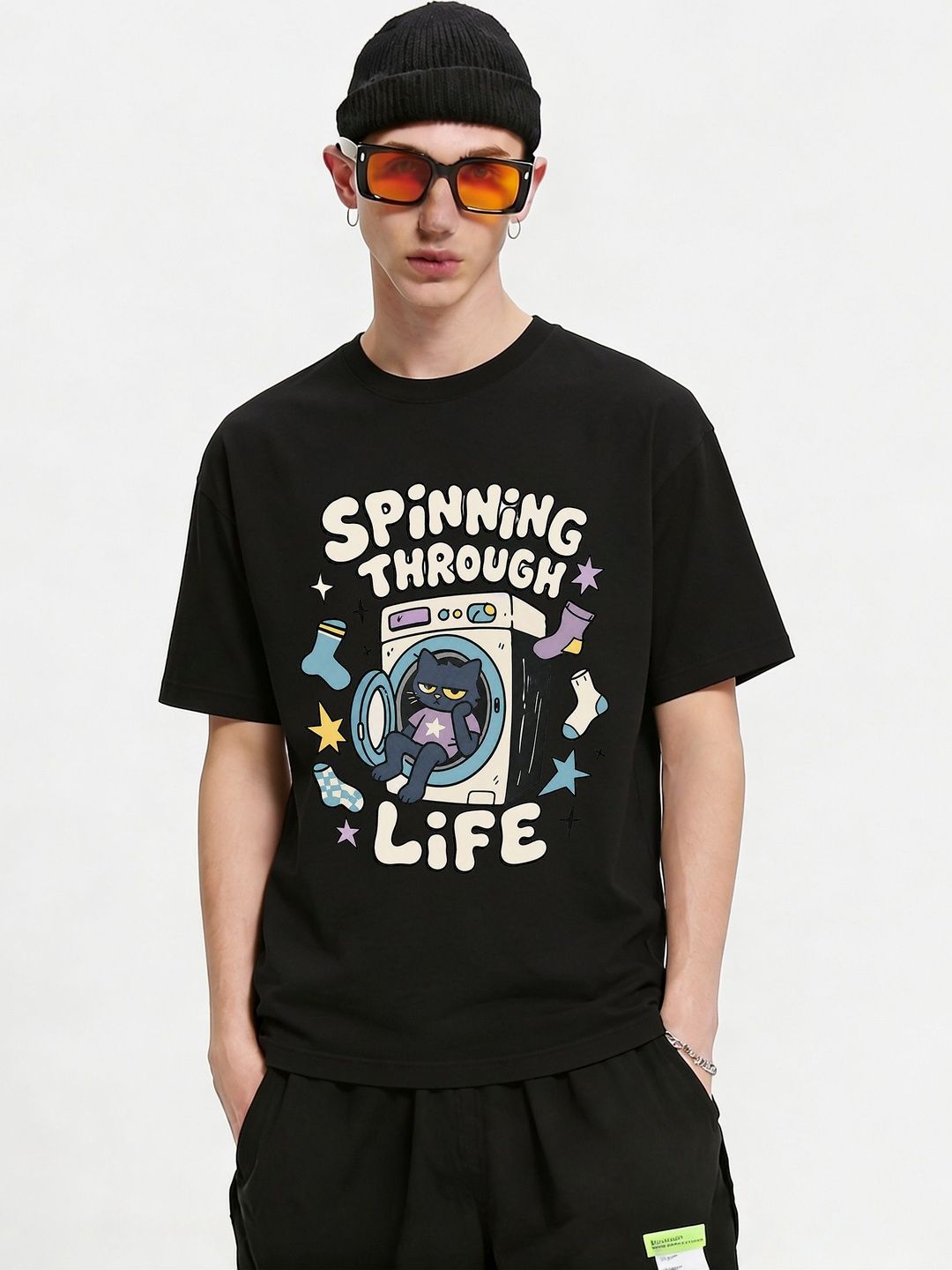 FARDA Unisex Printed Drop-Shoulder Sleeves T-shirt