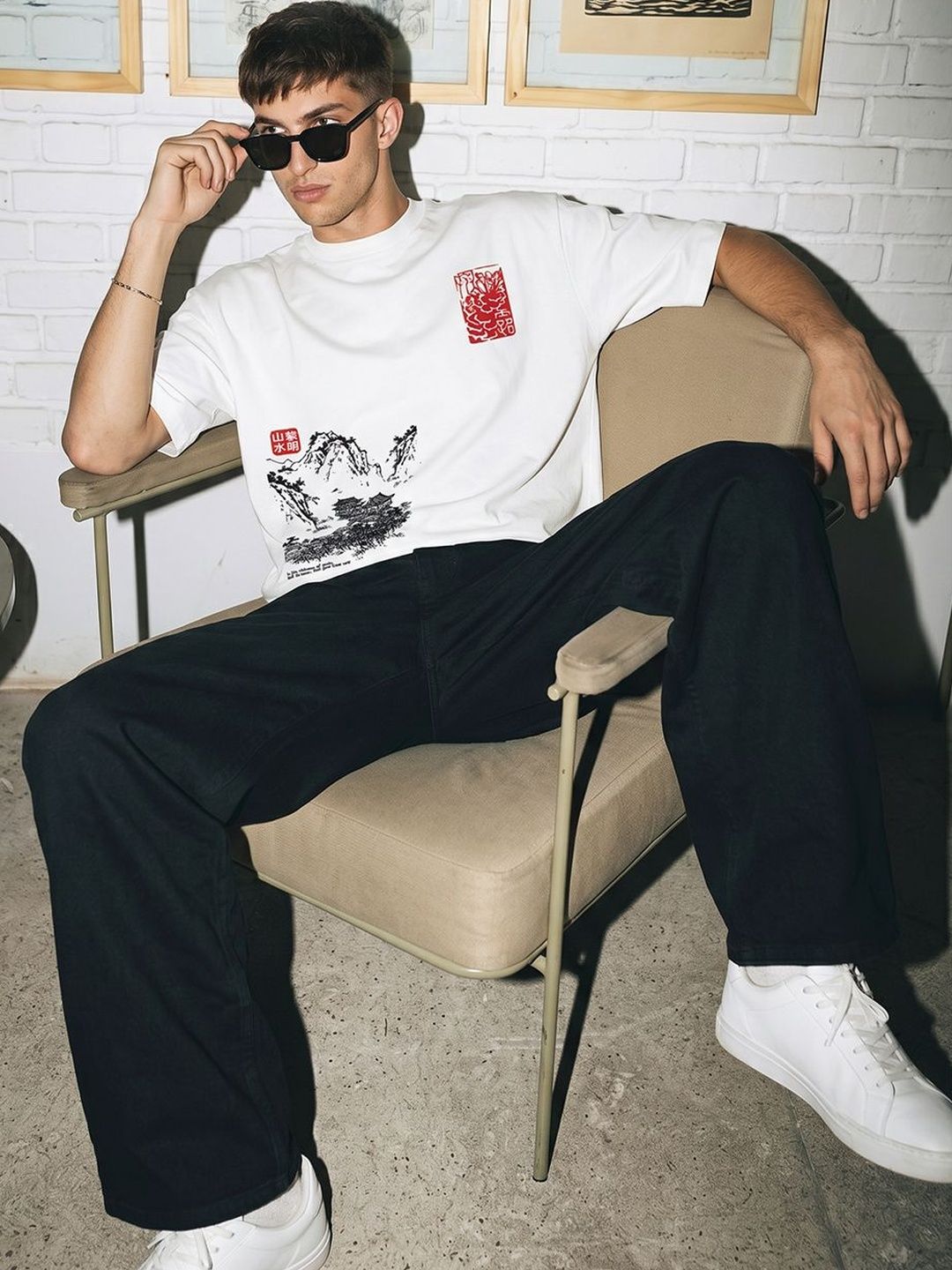 Dennis Lingo Men Printed Drop-Shoulder Sleeves T-shirt