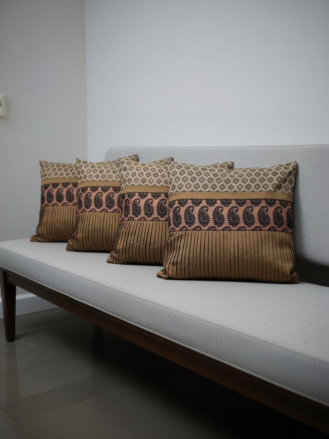 Themes Furnishings & Decor Themes Furnishings & Decor Brown Set of 3 Square Cushion Covers