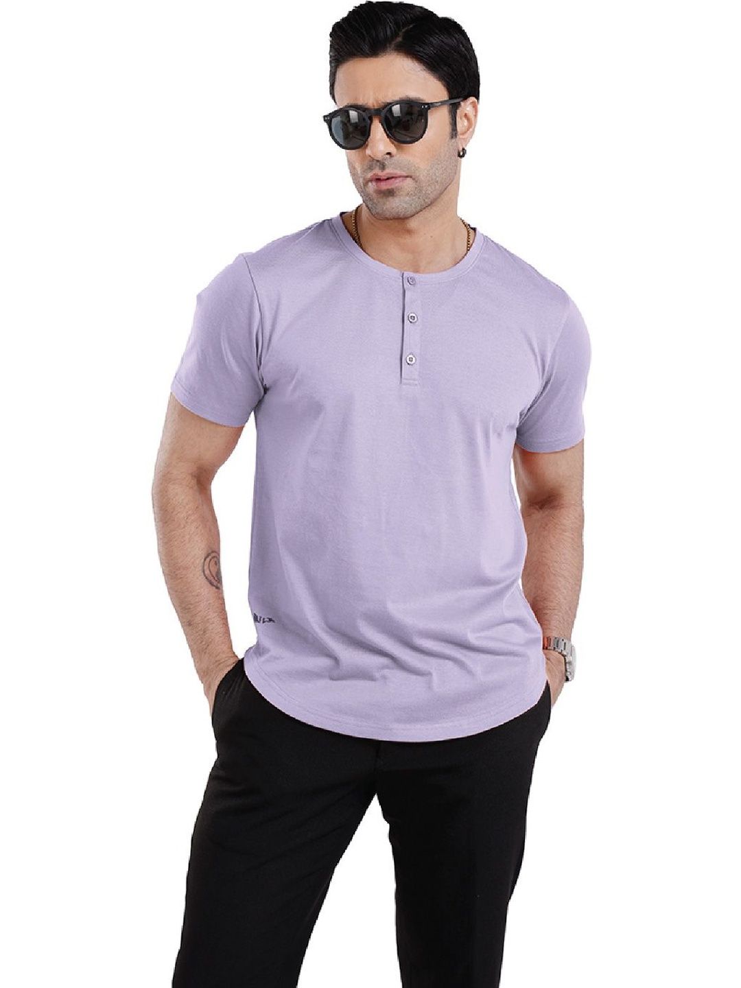 WEWEAR Men Henley Neck T-shirt