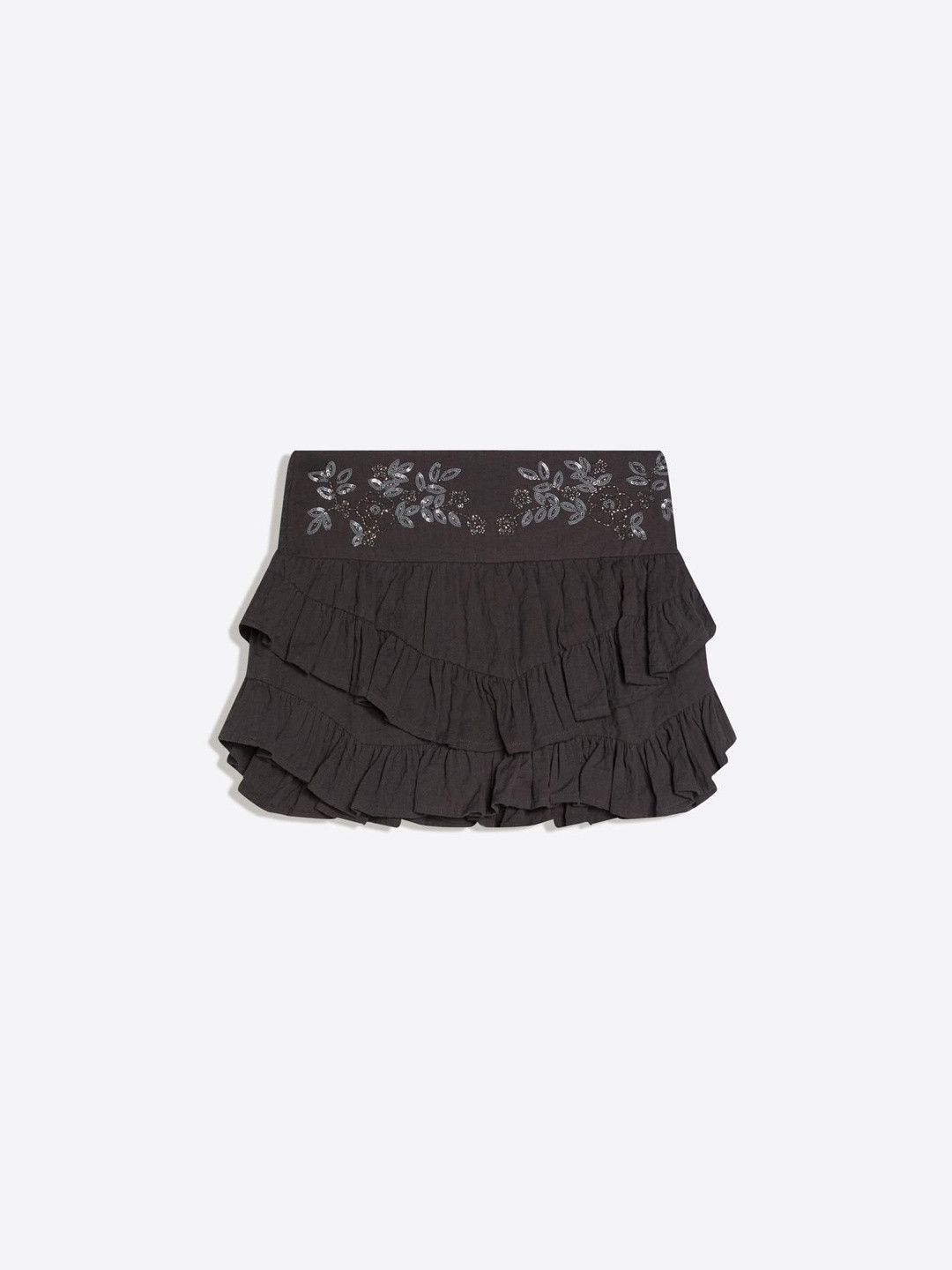 Mini Pure Cotton Skirt With Ruffles And Shimmery Waistband