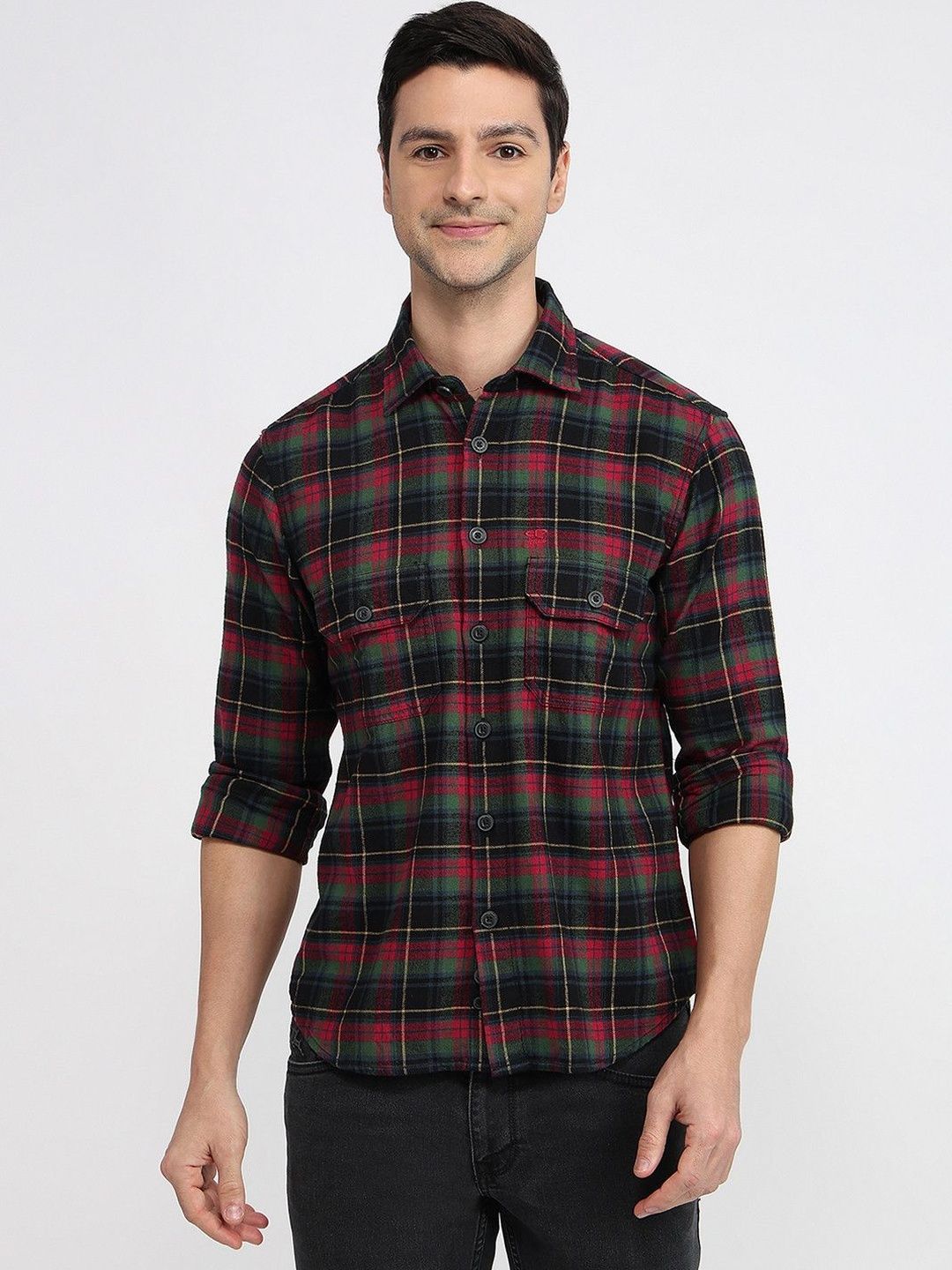 ColorPlus ColorPlus Men Classic Tartan Checks Checked Cotton Casual Shirt