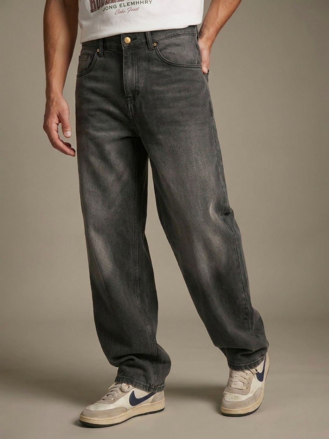 glitchez Barrel Fit Light Fade Stretchable Jeans