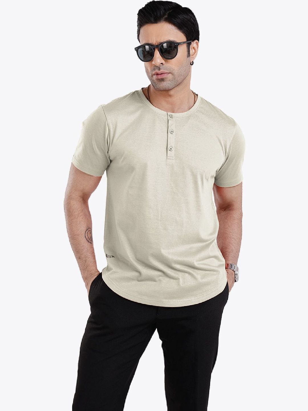 WEWEAR Men Henley Neck T-shirt