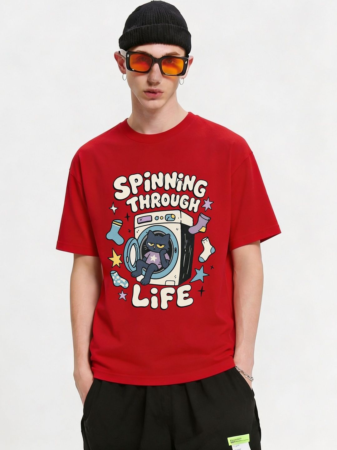 FARDA Unisex Printed Drop-Shoulder Sleeves T-shirt