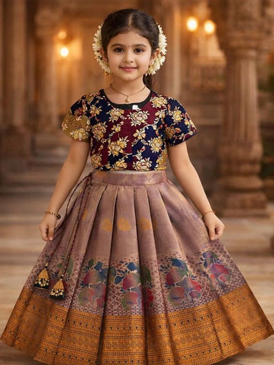 Xepon Girls Embroidered Ready to Wear Lehenga &
