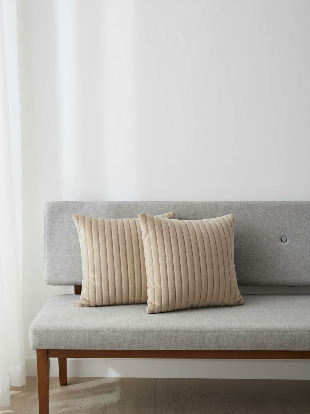 Themes Furnishings & Decor Themes Furnishings & Decor Beige Set of 2 Velvet Square Cushion Covers