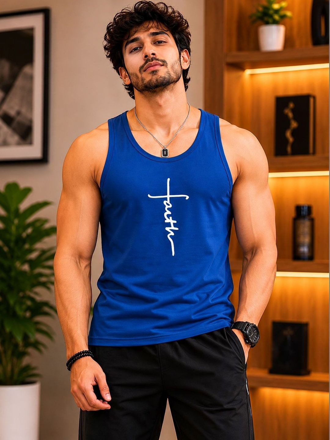 Dollar Printed Cotton Gym Vest