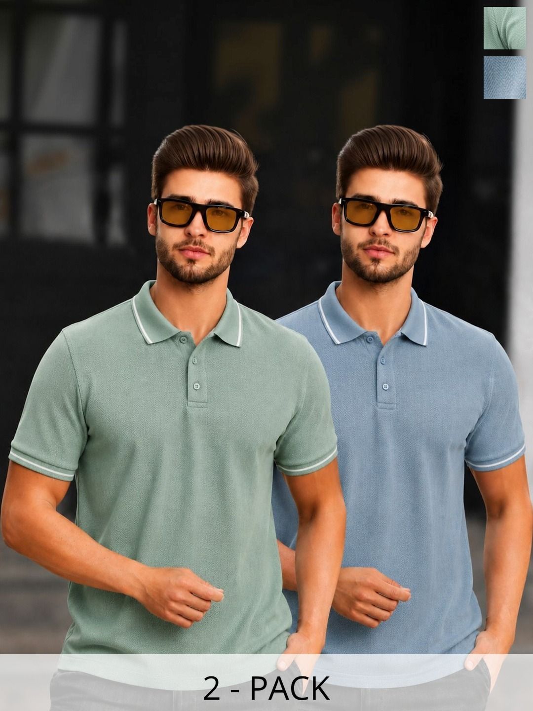 MACK JONNEY Men 2 Polo Collar T-shirt