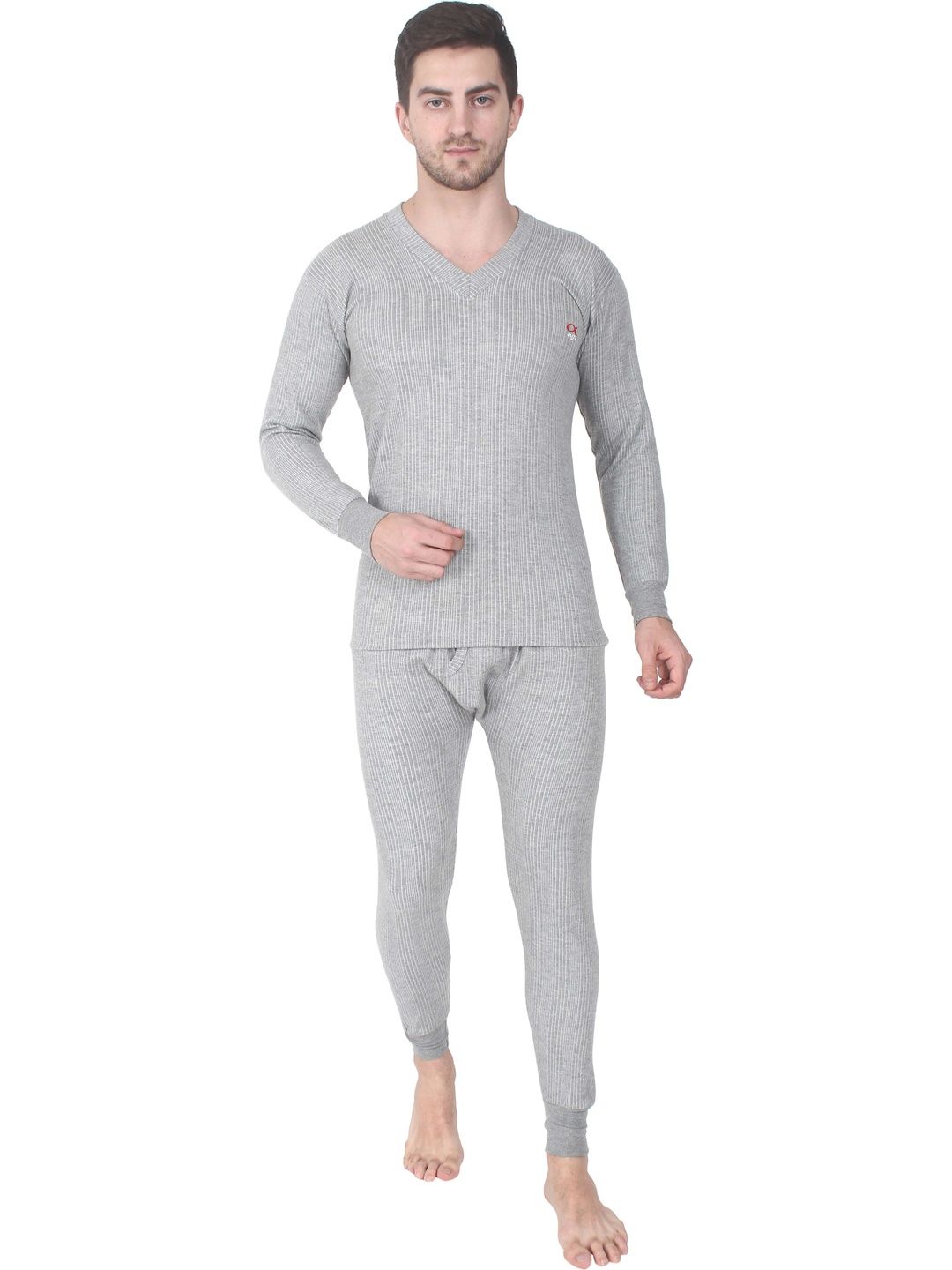 ALFA Men Cotton V-Neck Thermal Set