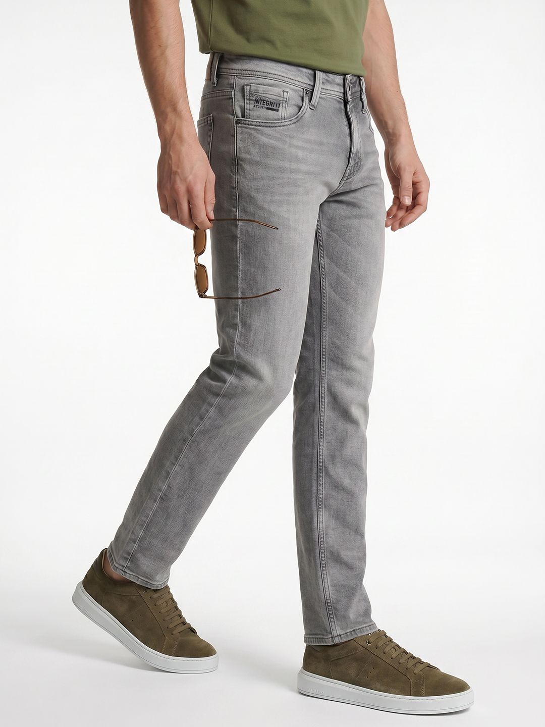 Integriti Men Smart Slim Fit Mid-Rise Light Fade Stretchable Jeans